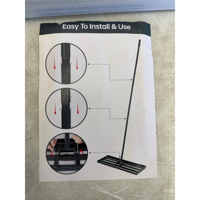 UUMENHA Heavy Duty Lawn Leveling Rake, 30"x 10", 6.5FT Steel Handle