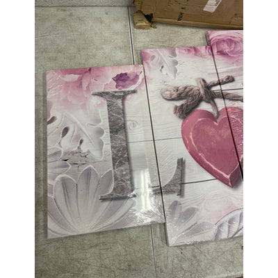 Pink LOVE Canvas Wall Art Home Decor Canvas Print, 5 Piece Ready to Hang