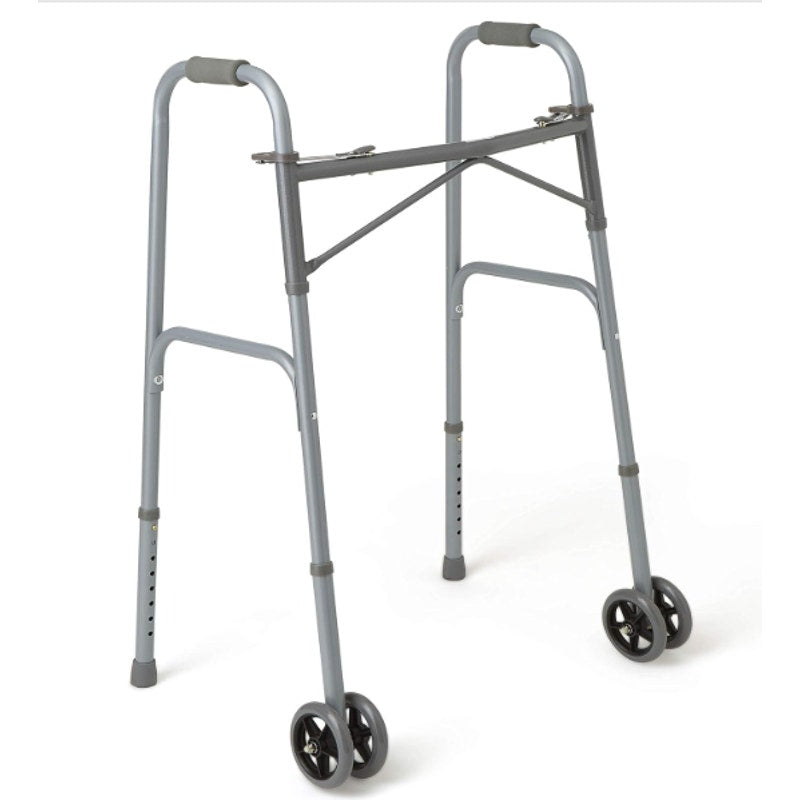 Medline Heavy Duty Bariatric Extra Wide Folding Walker w 5" Wheels Up to 600 lbs