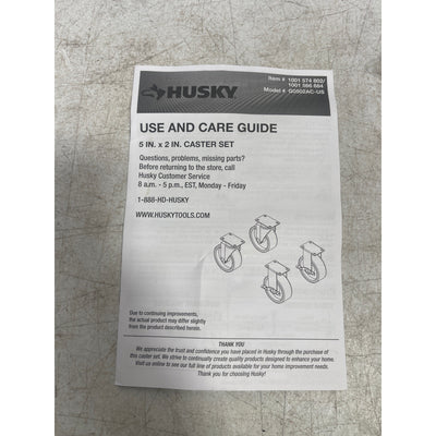 Juego de 4 ruedas Husky con tornillos, acero inoxidable, 5" x 2" (negro), G0502AC-US