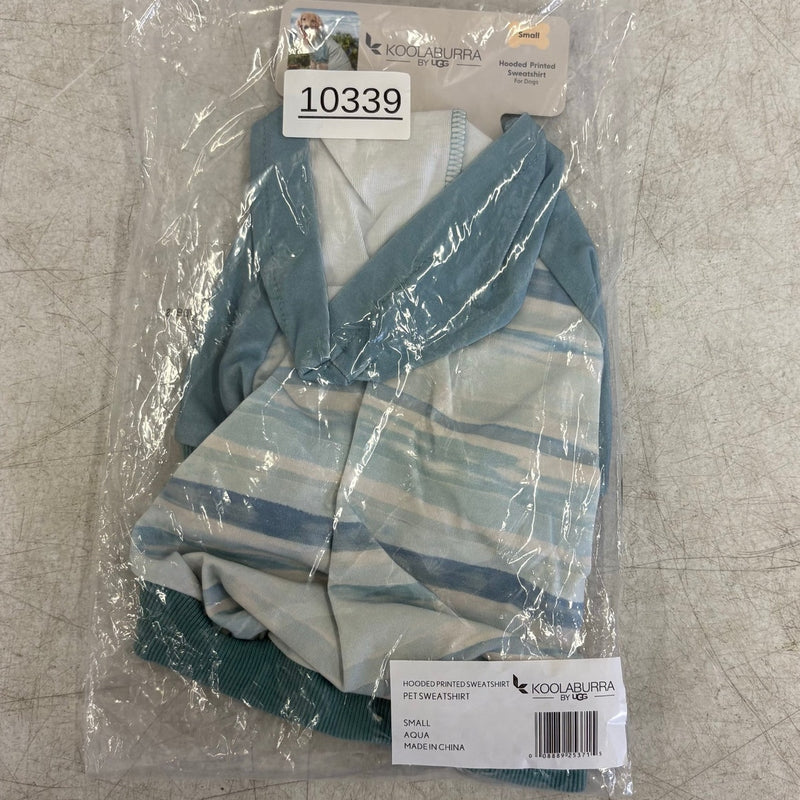 Koolaburra by UGG Pet Hooded Sweatshirt Dog Jacket 12-13" Collar, Aqua - Small
