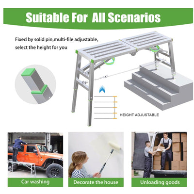 DaoLift 62.99"x14.74" Carbon Steel Scaffolding Platform CAP 660 LBS 32-50" H
