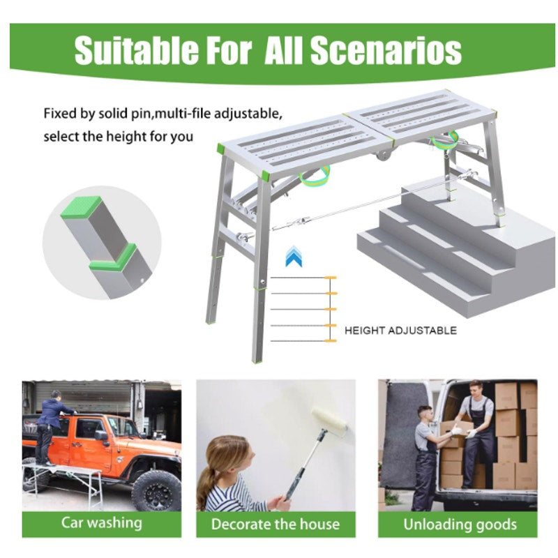 DaoLift 62.99"x14.74" Carbon Steel Scaffolding Platform CAP 660 LBS 32-50" H