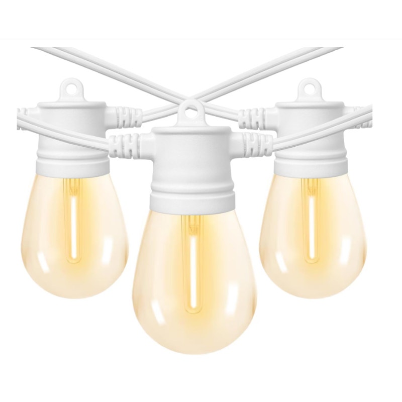 16 LED Bulbs White String Lights, 48ft White Outdoor Lights with 1W Shatterproof