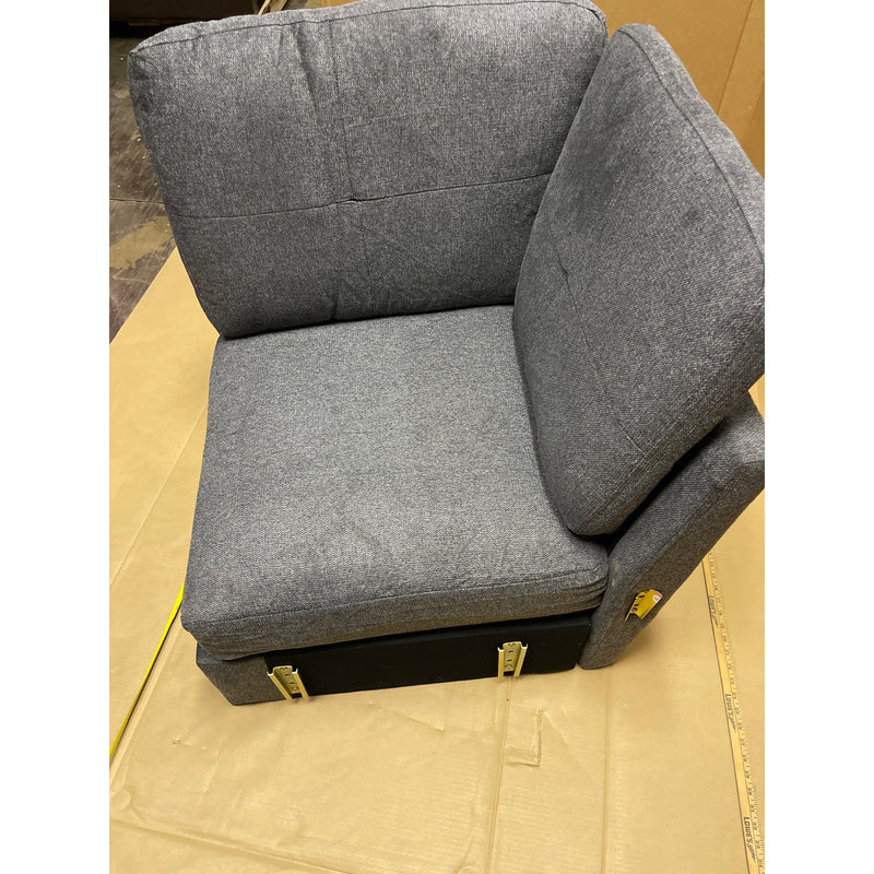 28x28x25 Inches Corner Chair w Cushions, Sectional Piece, No Feet, Gray