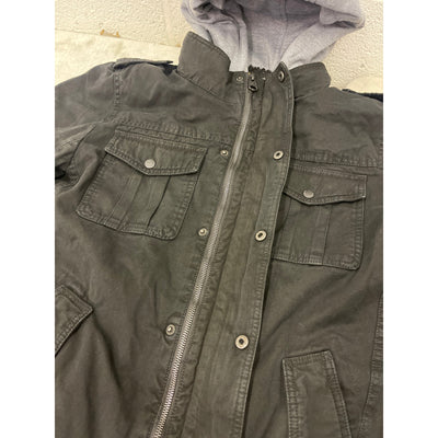 Men's Levi's Washed Cotton Sherpa-Lined Hooded Trucker Jacket Black - SMALL