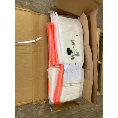 Set-of-4 Tryton Dining Chairs White Leather Stainless Steel Legs, Missing Hardware