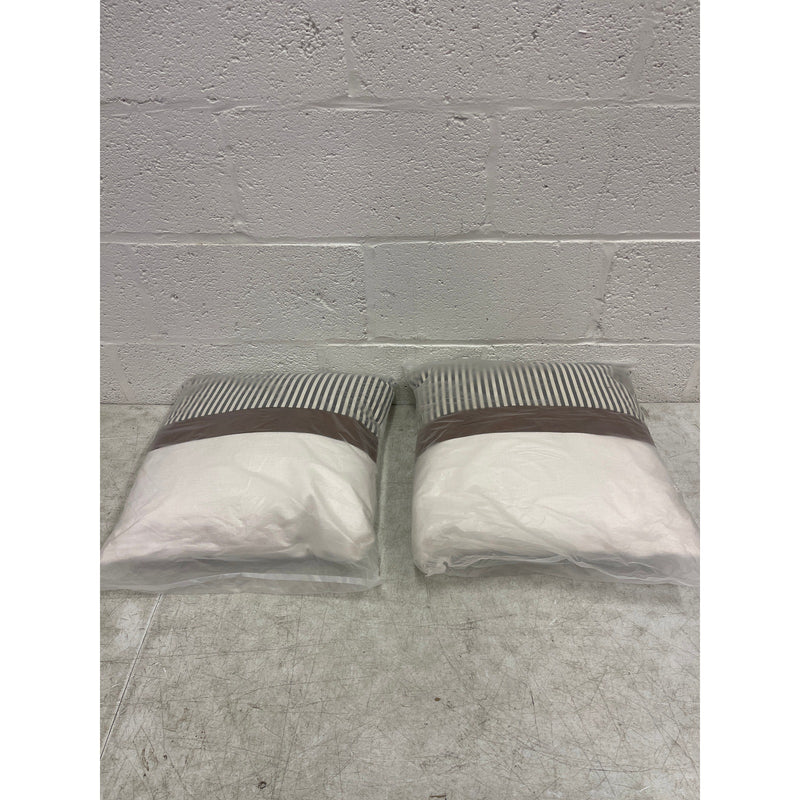 Set-of-2 16" x 16" x 5" Throw Pillow, Decorative Couch Pillows - Tan/Blue