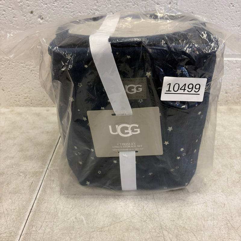 UGG Avery Stars 2-Piece Storage Square Bin & Round Waste Bin, Soft Fuzzy - Blue