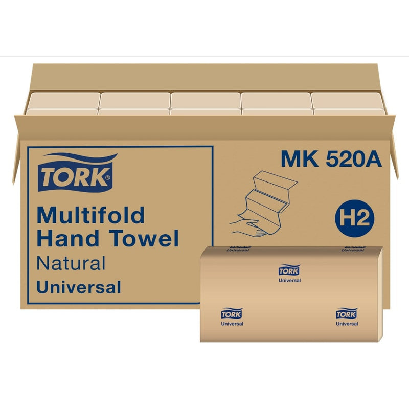 Tork Multifold Hand Towel, 16 packs x 250 sheets, Natural, 100% recycled, MK520A