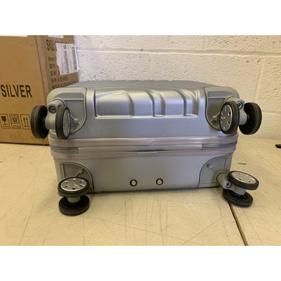 TravelHouse Hardcase Luggage 360 Wheels, Code Lock. Silver, 15"x18"x9"