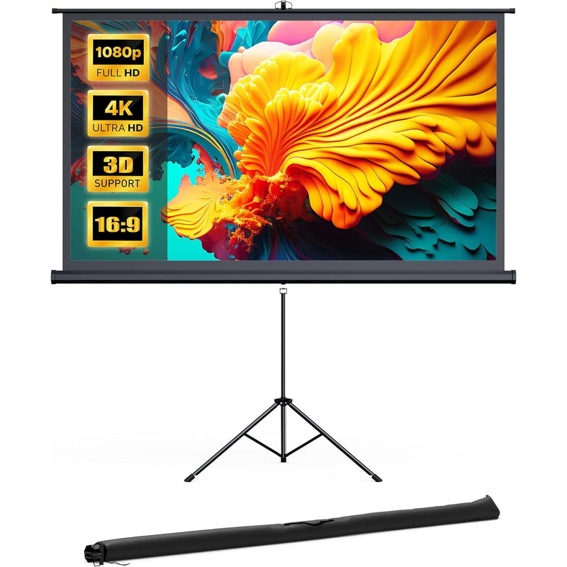 100-Inch Taotronics  4:3 Projector Screen, Adjustable, Metal Tripod Base BRAND NEW