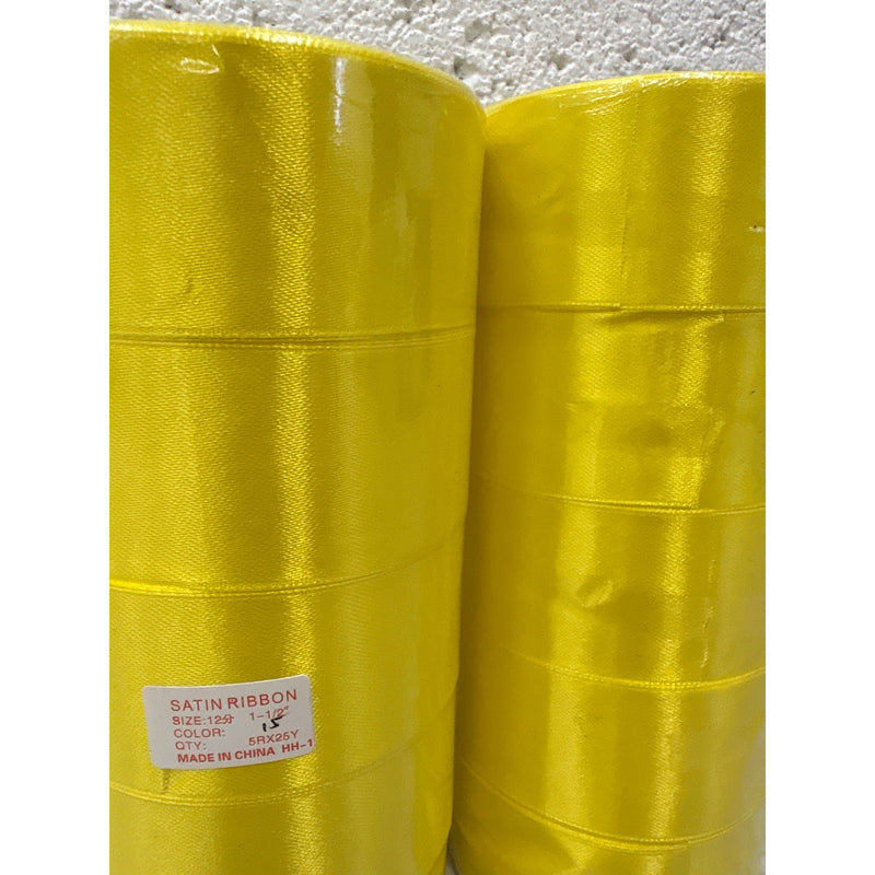 Pack-of-10 Yellow Satin Ribbon 1-1/2 " x 25 Yards Each Polyester Fabric Each