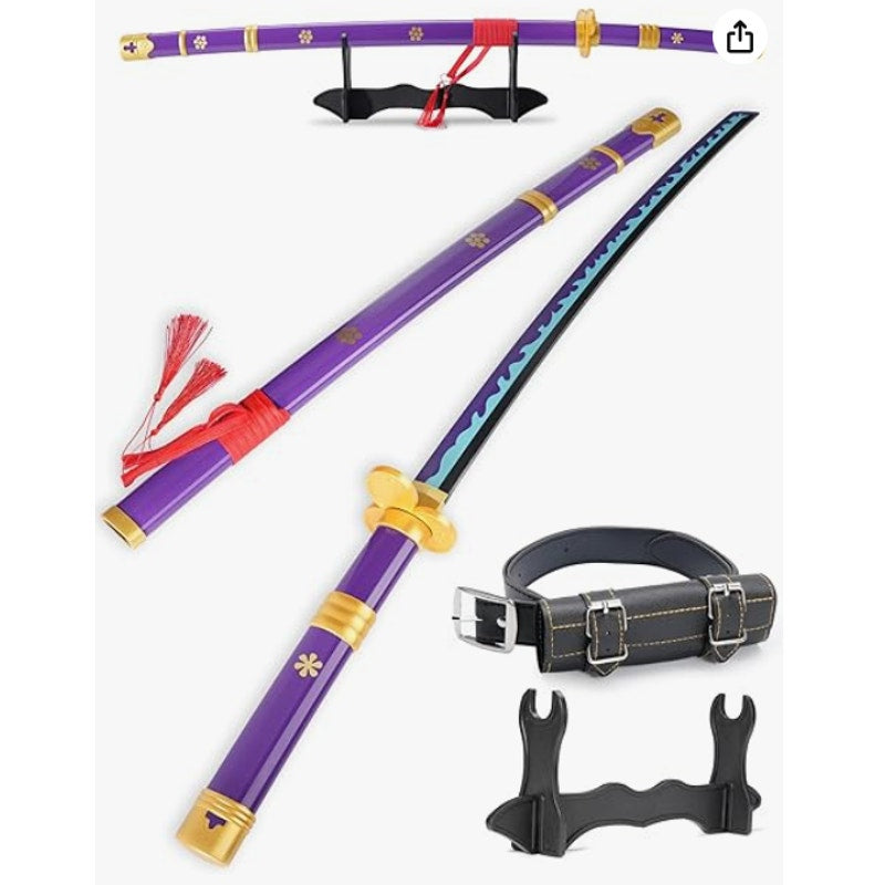 One Piece Yama Enma Sword 41" Toy Katana Replica w Holster Belt & Display Stand
