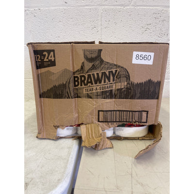Brawny Tear-A-Square Paper Towels, 12 Double Rolls=24 Regular Rolls, 100 Sheets