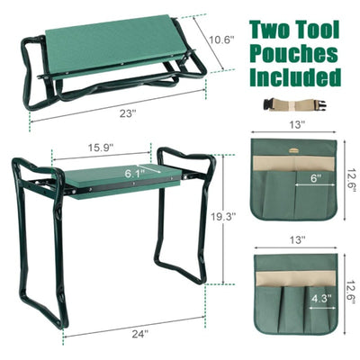G GOOD GAIN- Garden Kneeler Seat Gardening Stool Widen Soft Kneeling Pad- Green