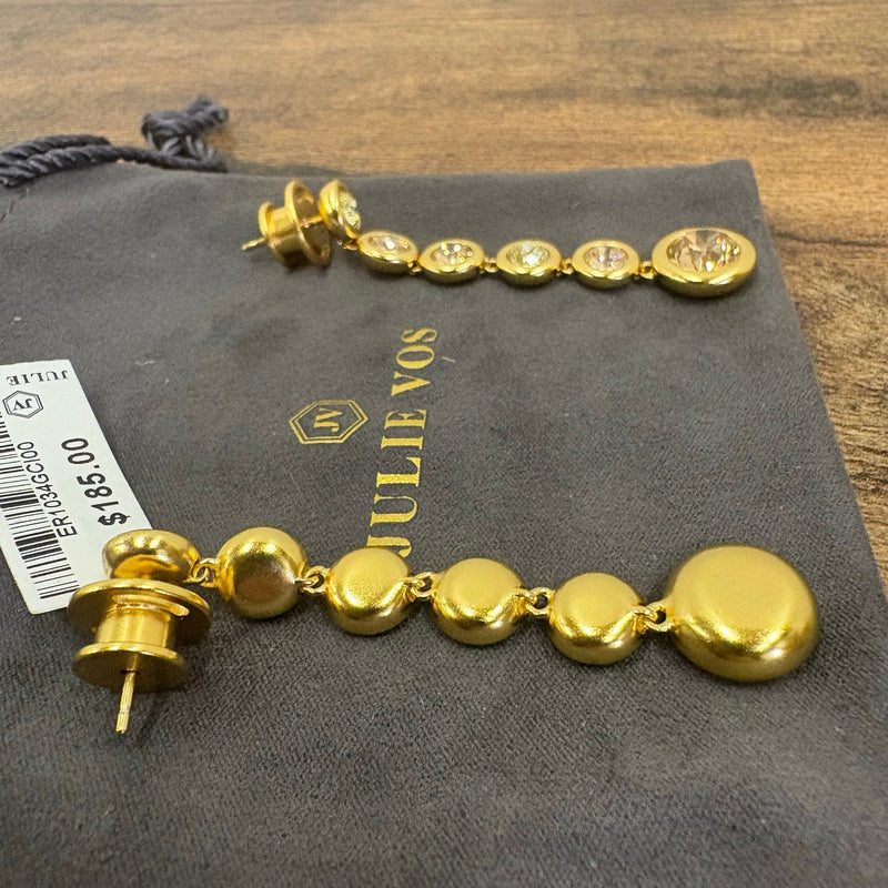 Julie Vos Rainbow Tier Earring, 24K Gold Plated, Champagne Radiance - Pink Green