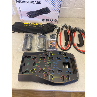 LALAHIGH Portable Home Gym System: Large Compact Push Up exercise Board w Bands