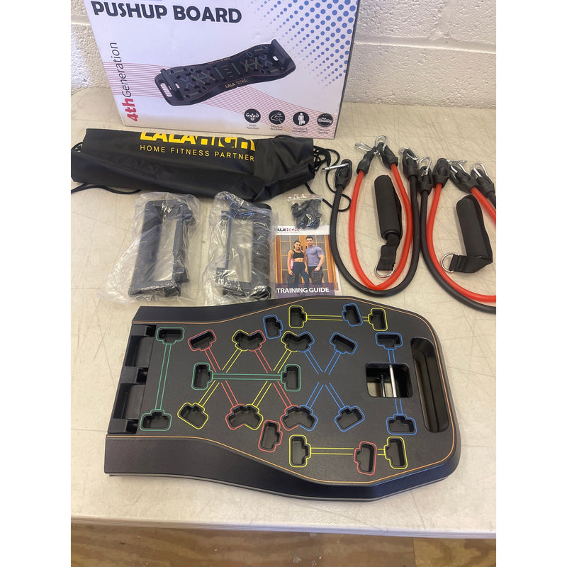 LALAHIGH Portable Home Gym System: Large Compact Push Up exercise Board w Bands