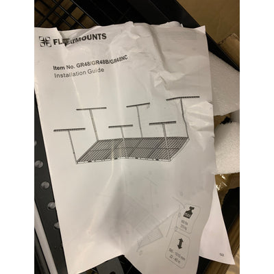 FLEXIMOUNTS Overhead Garage Storage Rack, 3ft x 8ft Adjustable Height, READ