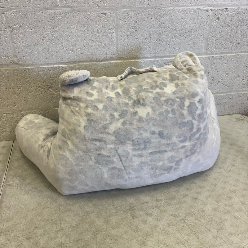 UGG Plush Backrest Pillow, 36"Wx17"H Reading Pillow White w Faded Cheetah Design