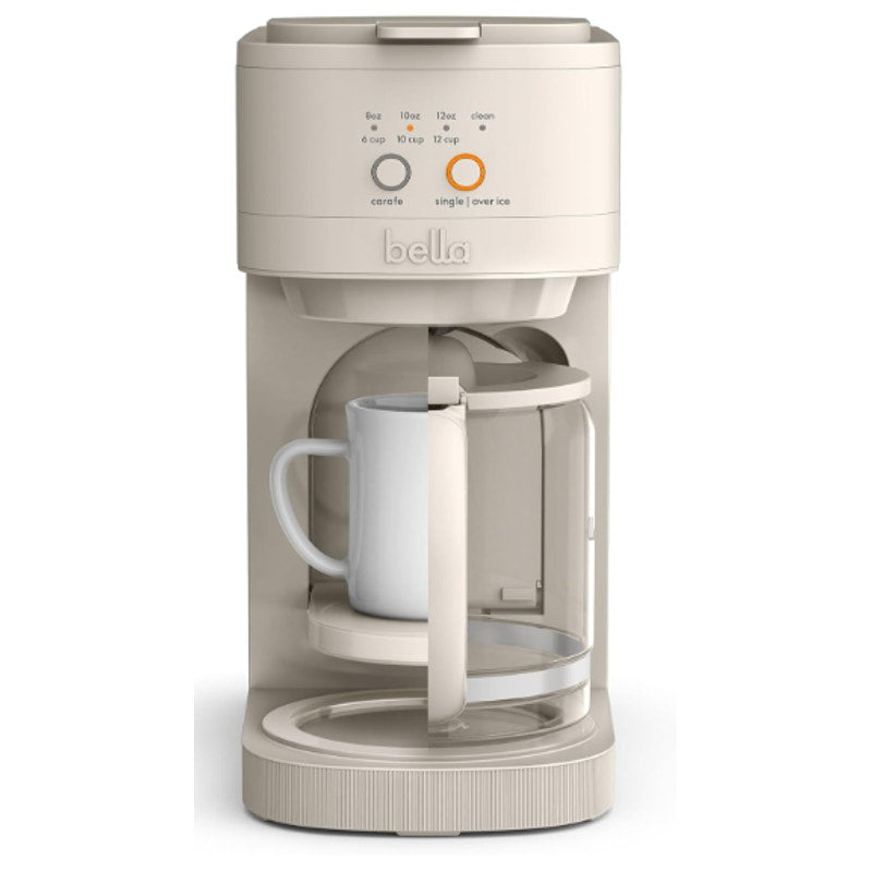 Bella VersaBrew 2-in1 Coffee Maker 3 Sizes Carafes & Single Serve 60oz Tank, Tan