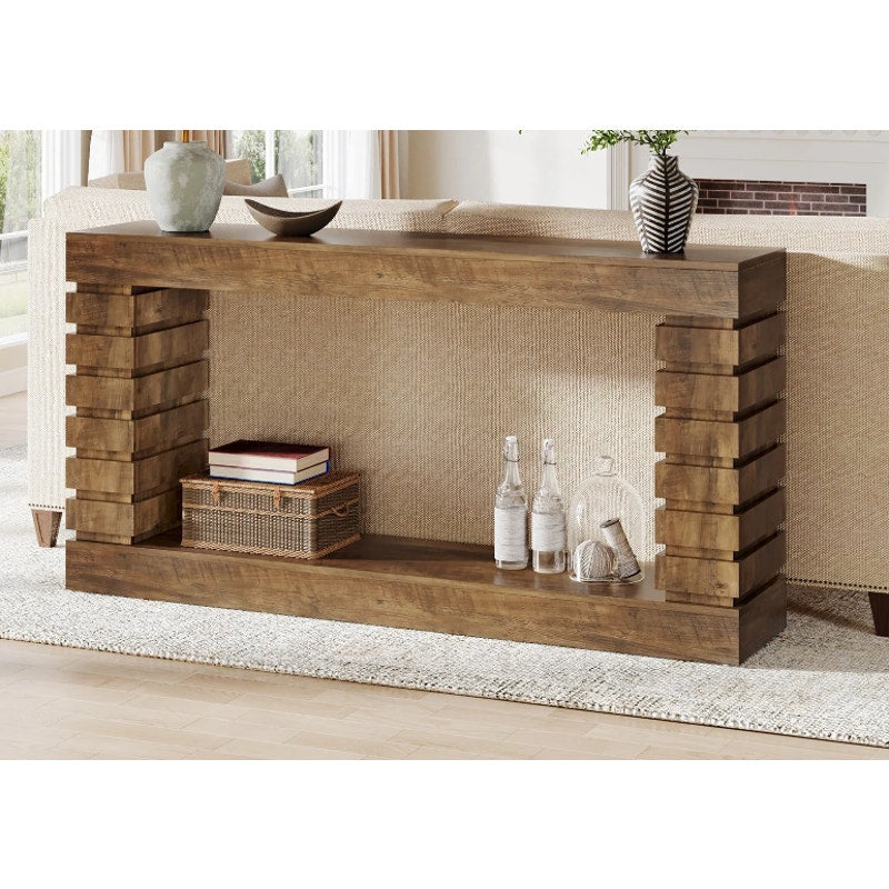 Tribesigns 70.8" Console Table, Wood Rectangular Sofa Table Living Room - Brown