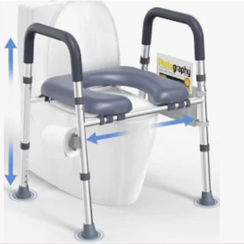 HOMLAND Adjustable Raised Toilet Seat with Handles, Seat Riser, 400lbs