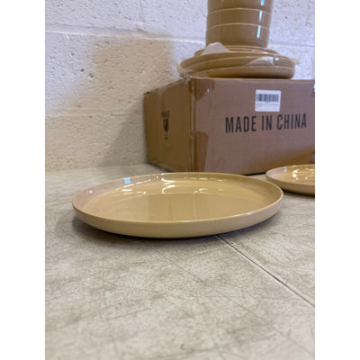 Melamine Dinnerware Sets, 12Pcs Dishes Set for 4, Plates and Bowls Sets - Tan