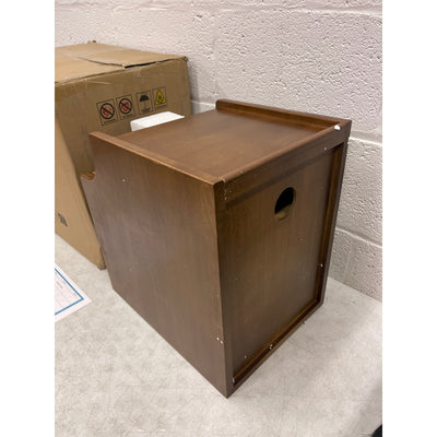 KASLANDI Solid Wood Nightstand with 2 Drawers & 2 Tier Shelf - Brown with Legs