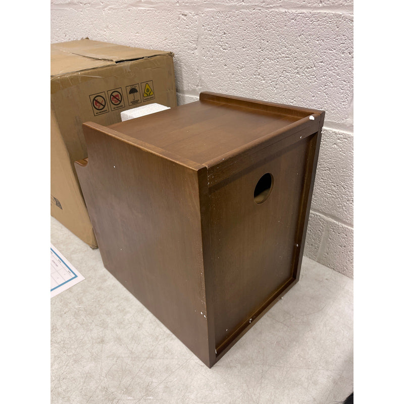 KASLANDI Solid Wood Nightstand with 2 Drawers & 2 Tier Shelf - Brown with Legs