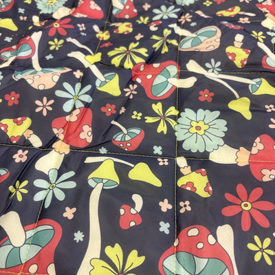 58"x70" Stadium Blanket, Folds Into Easy to Carry Bag w Shoulder Strap, Mushroom