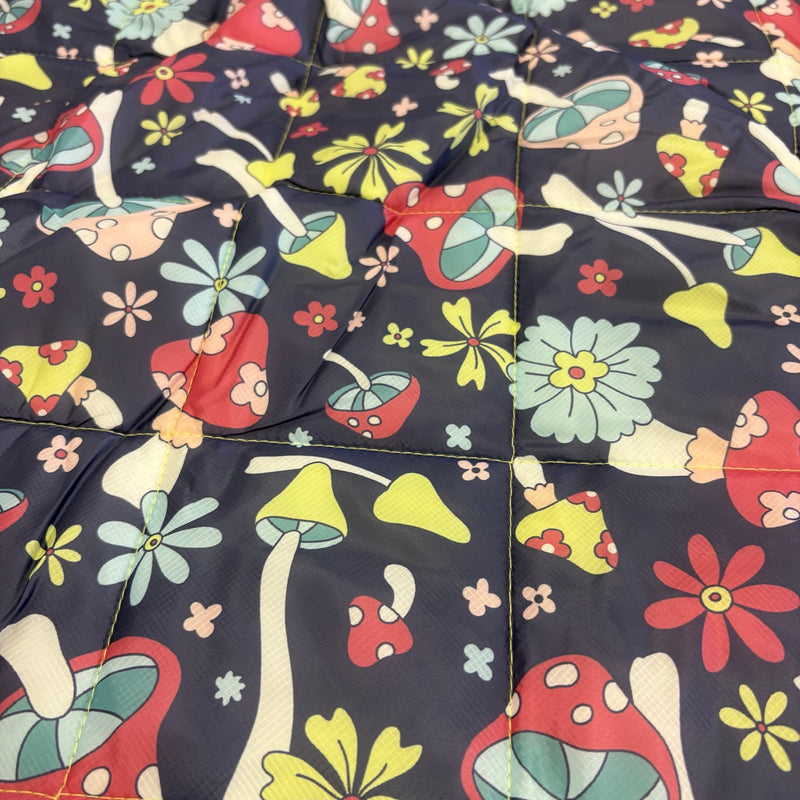 58"x70" Stadium Blanket, Folds Into Easy to Carry Bag w Shoulder Strap, Mushroom