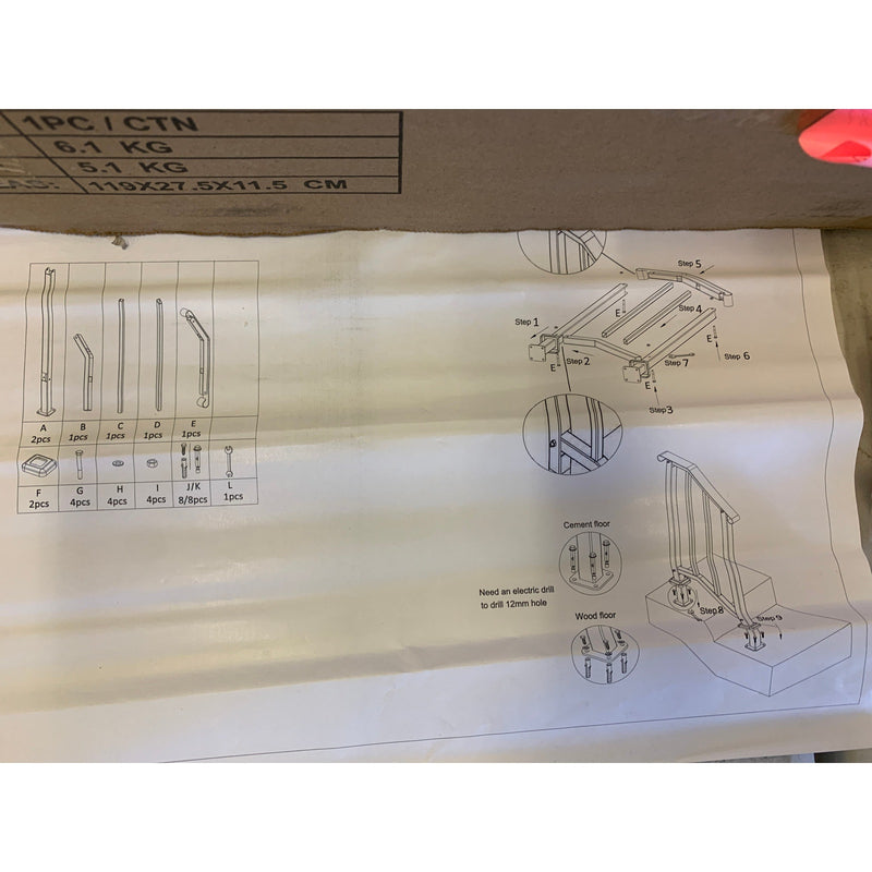 Transitional Handrail Stair Railing Fits 1-Step Iron Rail Kit - Black