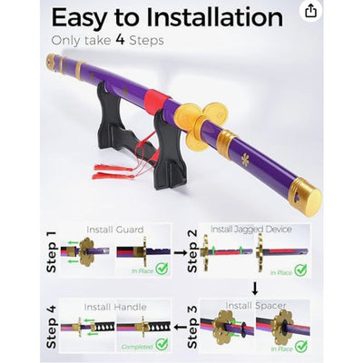 One Piece Yama Enma Sword 41" Toy Katana Replica w Holster Belt & Display Stand