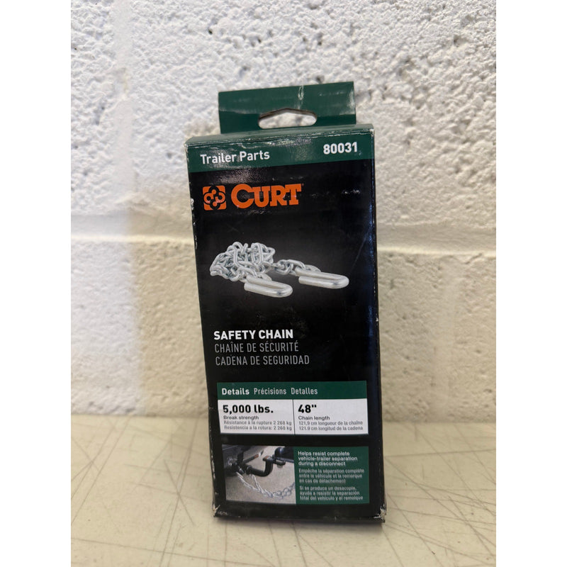 CURT 48" Safety Chain with 2 S-Hooks (5,000 lbs, Clear Zinc, Packaged)