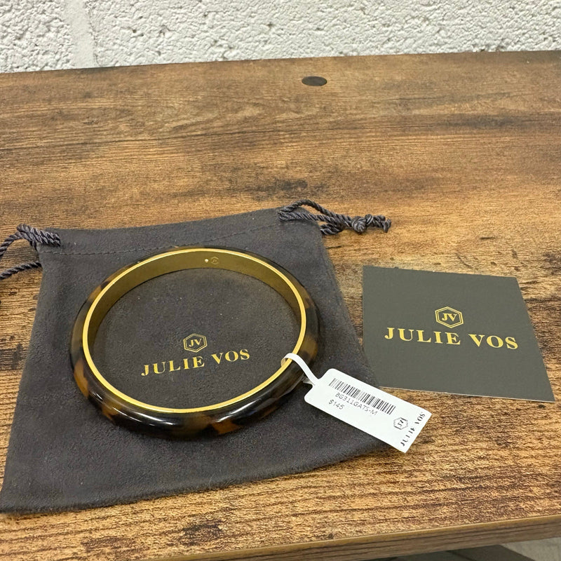 Julie Vos Madison Statement Bangle Carnaby Gold & Acrylic Tortoiseshell - Medium