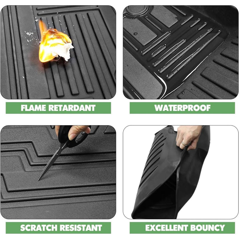 Vanseno All Weather Floor, Tailgate & Bed Mats for 2024 Toyota Tacoma - Black