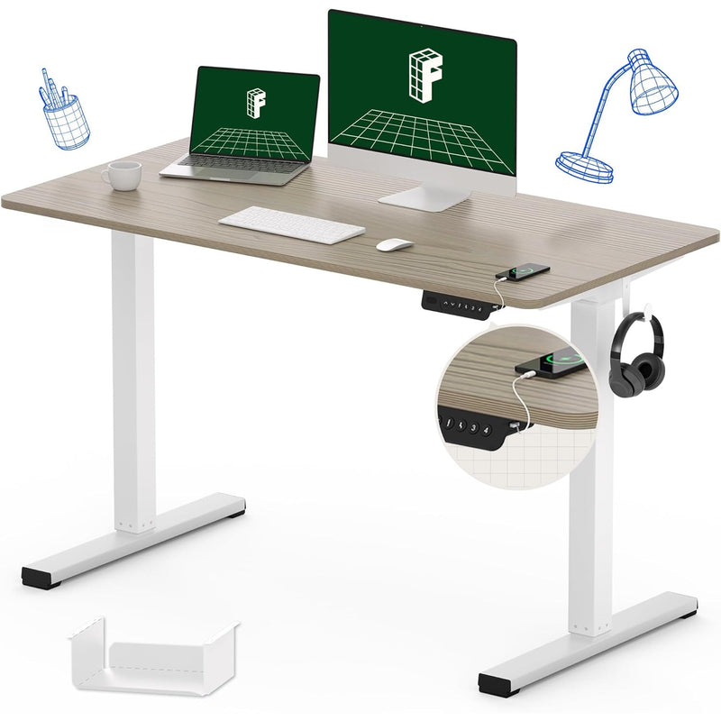 FLEXISPOT Standing Desk Quick Assembly Electric Adjustable 48" x 24" Brown/White