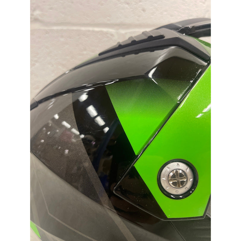 Casco de moto todoterreno ILM con visera solar integral, color verde y negro, talla XL