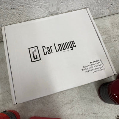 Car Glass Cleaning Kit, 3-Washer Fluid Additive, 1-Glass Restore Paste, 1-Sponge