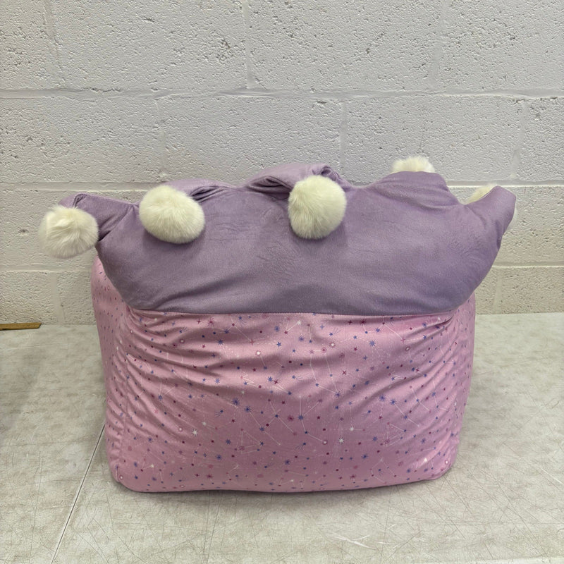 Bean Bag Chair Comfy Plush Kids Furniture, Pink & Purple Crown & Stars Design