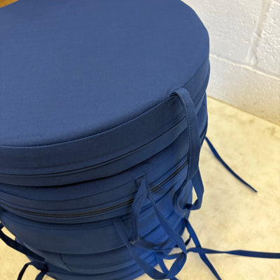 Set-of-6 idee-home Outdoor Bistro Chair Cushions, 15”x3” Thick, Round - Blue