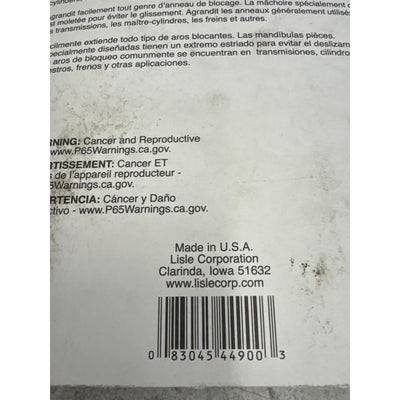 Lisle Lock Ring Pliers, Knurled Ends Prevent Slippage, Spread Lock Rings - 44900