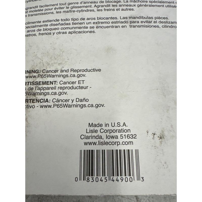 Lisle Lock Ring Pliers, Knurled Ends Prevent Slippage, Spread Lock Rings - 44900