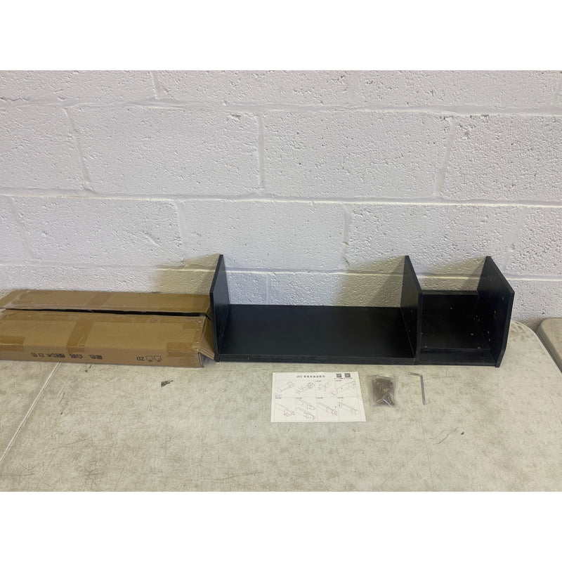 Wooden Desk Office Shelving Unit, 27" x  8" Organizer, Black Wood Finish