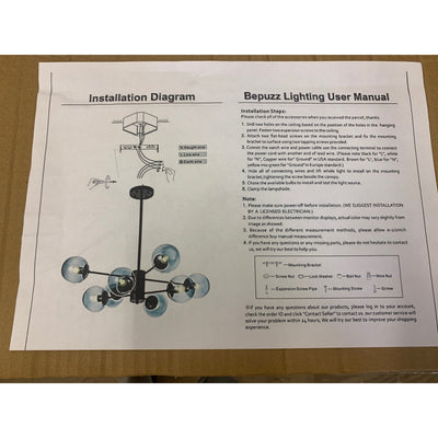 Beouzz Ceiling Light Fixture Vintage Hanging Pendant Light 8-Light, Teal