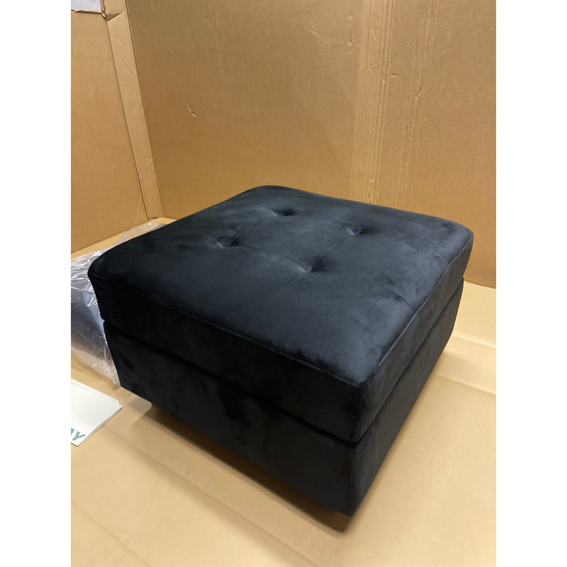 Silla de 66 x 66 x 43 cm con almacenamiento, asiento/otomana de terciopelo suave, para sala de estar, color negro