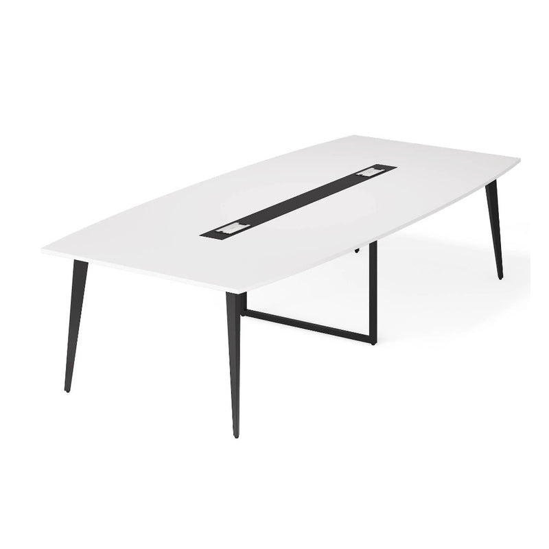 Tribesigns 8FT Conference Table, Modern Boat Shaped Meeting Table White & Black