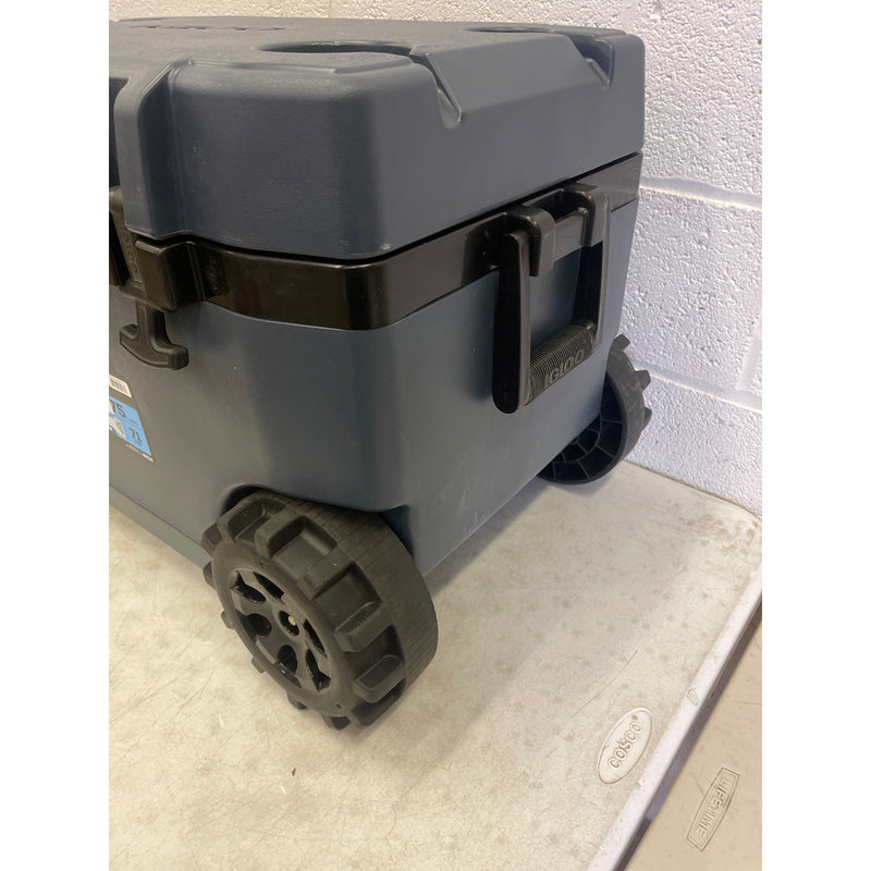 Igloo 75 Quart Rugged Blue Performance Cooler with Wheels Bottle Opener Handles